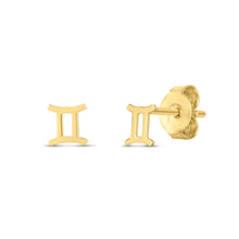 将图片加载到图库查看器,14K Yellow Gold Gemini Stud Earrings