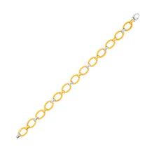 Load image into Gallery viewer, 14k Two-Tone Gold Chain Bracelet with Textured Oval Links
