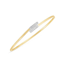 Load image into Gallery viewer, 14k Two Tone Gold Diamond Bypass Bar Bangle (2.00 mm)