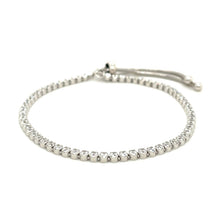 将图片加载到图库查看器,Adjustable Tennis Style Bracelet with Cubic Zirconia in Sterling Silver