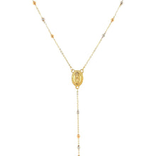 Load image into Gallery viewer, 14k Tri Color Gold Lariat Rosary Necklace
