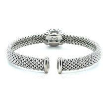 将图片加载到图库查看器,Popcorn Texture Cuff Bangle with Blue Topaz and Diamonds in Sterling Silver