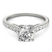 Load image into Gallery viewer, 14k White Gold Diamond Engagement Ring With Single Row Band (1 3/4 cttw)