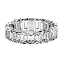 Load image into Gallery viewer, Emerald Cut Lab Grown Diamond Eternity Ring in 14k White Gold (6 cttw FG/VS2)