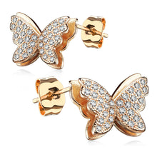 将图片加载到图库查看器,925 Silver CZ Paved Layered Butterfly Stud Earrings