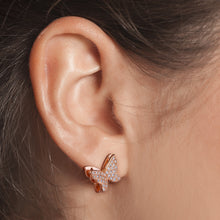 将图片加载到图库查看器,925 Silver CZ Paved Layered Butterfly Stud Earrings