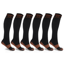 将图片加载到图库查看器,6-Pairs: Unisex Copper-Infused Knee High Compression Socks