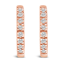 Load image into Gallery viewer, 14K Rose Gold 1/5 CTW Diamond Huggie Hoop Earrings