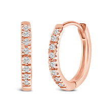 Load image into Gallery viewer, 14K Rose Gold 1/5 CTW Diamond Huggie Hoop Earrings