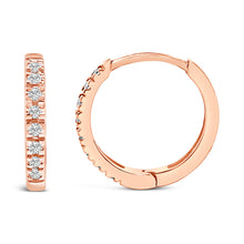 Load image into Gallery viewer, 14K Rose Gold 1/5 CTW Diamond Huggie Hoop Earrings