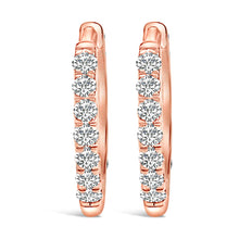 Load image into Gallery viewer, 10K Rose Gold 1/4 Cttw Diamond Double Sided Huggie Hoop Earrings