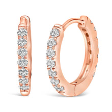 Load image into Gallery viewer, 10K Rose Gold 1/4 Cttw Diamond Double Sided Huggie Hoop Earrings