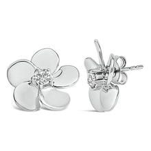 Load image into Gallery viewer, 10K White Gold 1/3 Cttw Lab Grown Diamond Flower Petal Stud Earrings