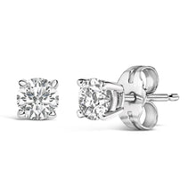 Load image into Gallery viewer, 14K White Gold 1/2 Cttw Lab Grown Diamond Solitaire Stud Earrings