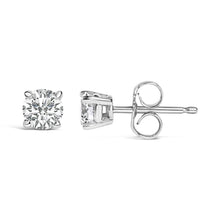 Load image into Gallery viewer, 14K White Gold 1/2 Cttw Lab Grown Diamond Solitaire Stud Earrings
