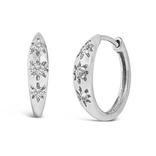 Load image into Gallery viewer, 10K White Gold 1/5 Cttw Lab Grown Diamond Three Stone Huggie Hoop Earrings