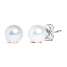 Load image into Gallery viewer, 14k White Gold 5-5.5MM Cultured Freshwater Pearl Solitaire Stud Earrings
