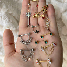 Load image into Gallery viewer, 14G Clear Gem Snowflake Industrial Barbell 38mm