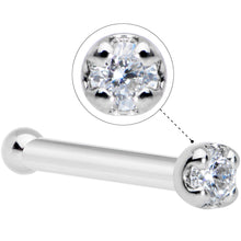 Load image into Gallery viewer, 18G Solid 14k White Gold 1.5mm Genuine Diamond Nose Bone