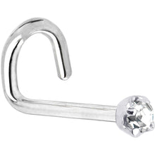 Load image into Gallery viewer, Solid 14K White Gold 2mm Clear Cubic Zirconia Nose Ring