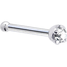 Load image into Gallery viewer, Solid 14K White Gold 2mm Clear Cubic Zirconia Nose Ring