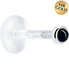 Load image into Gallery viewer, 16G 5/16 Solid 14K White Gold 2mm Genuine Onyx Bioplast Tragus Earring Stud