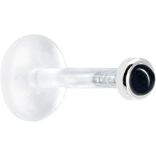 Load image into Gallery viewer, 16G 5/16 Solid 14K White Gold 2mm Genuine Onyx Bioplast Tragus Earring Stud