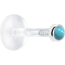 Load image into Gallery viewer, 16G 5/16 Solid 14K White Gold 2mm Genuine Turquoise Bioplast Tragus Earring Stud