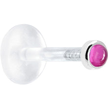 Load image into Gallery viewer, 16G 5/16 Solid 14K White Gold 2mm Genuine Pink Tourmaline Bioplast Tragus Earring Stud