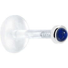 Load image into Gallery viewer, 16G 5/16 Solid 14K White Gold 2mm Genuine Blue Lapis Lazuli Bioplast Tragus Earring Stud