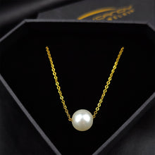 将图片加载到图库查看器,Stainless Steel Gold Tone PVD Chain Necklace Minimalist Pearl Pendant Necklace