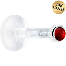 将图片加载到图库查看器,Solid 14K White Gold 2mm Genuine Ruby Bioplast Push in Labret
