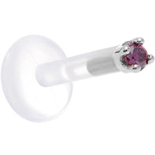 Load image into Gallery viewer, Solid 14K White Gold 1.5mm Genuine Purple Diamond Bioplast Push in Labret