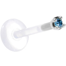 Load image into Gallery viewer, Solid 14K White Gold 1.5mm Genuine Blue Diamond Bioplast Push in Labret