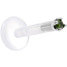Load image into Gallery viewer, Solid 14K White Gold 1.5mm Genuine Green Diamond Bioplast Push in Labret