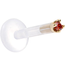 Load image into Gallery viewer, Solid 14K Yellow Gold 1.5mm Genuine Red Diamond Bioplast Push in Labret