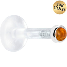 Load image into Gallery viewer, Solid 14K White Gold 2mm Genuine Citrine Bioplast Push in Monroe