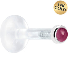Load image into Gallery viewer, Solid 14K White Gold 2mm Genuine Rhodolite Garnet Bioplast Push in Monroe