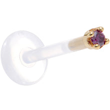 Load image into Gallery viewer, Solid 14K Yellow Gold 1.5mm Genuine Purple Diamond Bioplast Push in Monroe