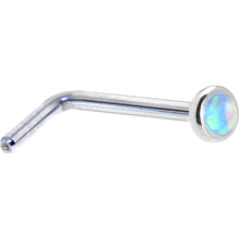 Load image into Gallery viewer, Solid 14K White Gold 2mm Light Blue Synthetic Opal Nose Ring
