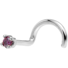 Load image into Gallery viewer, Solid 14K White Gold 1.5mm Genuine Purple Diamond Nose Ring