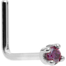 Load image into Gallery viewer, Solid 14K White Gold 1.5mm Genuine Purple Diamond Nose Ring