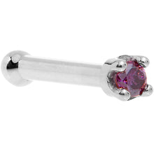 Load image into Gallery viewer, Solid 14K White Gold 1.5mm Genuine Purple Diamond Nose Ring
