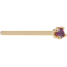 Load image into Gallery viewer, Solid 14K Yellow Gold 1.5mm Genuine Purple Diamond Nose Ring