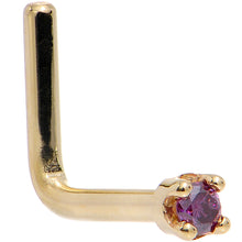 Load image into Gallery viewer, Solid 14K Yellow Gold 1.5mm Genuine Purple Diamond Nose Ring