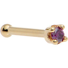 Load image into Gallery viewer, Solid 14K Yellow Gold 1.5mm Genuine Purple Diamond Nose Ring