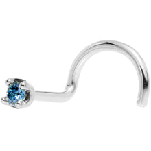Load image into Gallery viewer, Solid 14K White Gold 1.5mm Genuine Blue Diamond Nose Ring