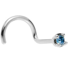 Load image into Gallery viewer, Solid 14K White Gold 1.5mm Genuine Blue Diamond Nose Ring