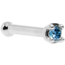 Load image into Gallery viewer, Solid 14K White Gold 1.5mm Genuine Blue Diamond Nose Ring