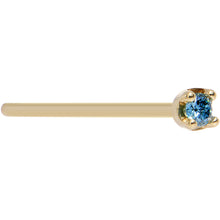 Load image into Gallery viewer, 14k Yellow Gold 2mm Lab Grown Blue Diamond Nose Ring